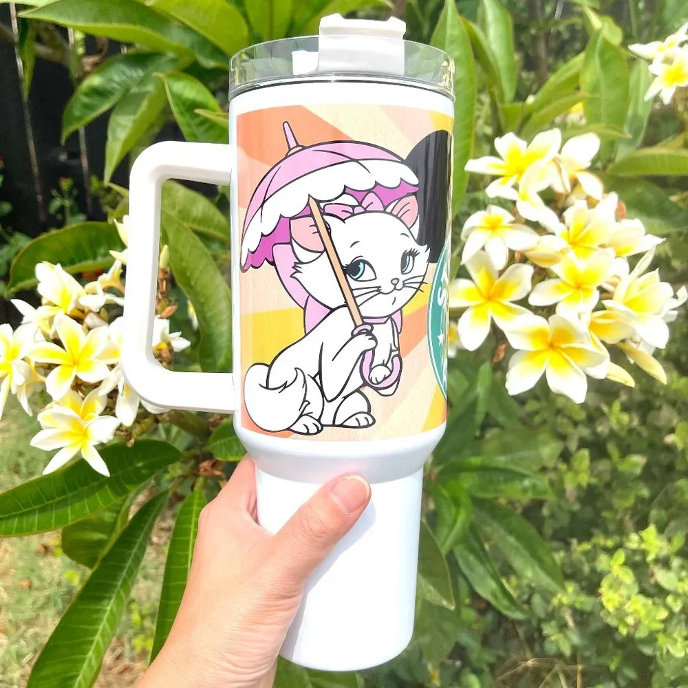 Disney Starbucks The Aristocats Marie 40 oz Tumbler/Water bottle/Mug wit…